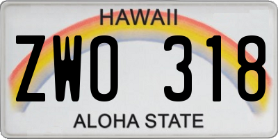 HI license plate ZWO318
