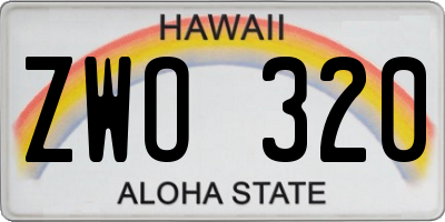 HI license plate ZWO320