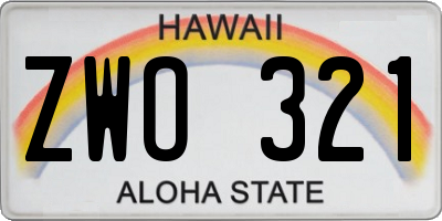 HI license plate ZWO321