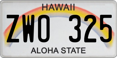 HI license plate ZWO325