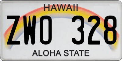 HI license plate ZWO328
