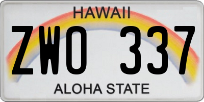 HI license plate ZWO337