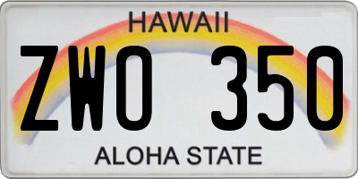 HI license plate ZWO350