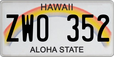 HI license plate ZWO352