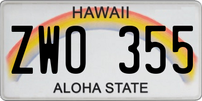 HI license plate ZWO355