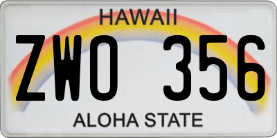 HI license plate ZWO356