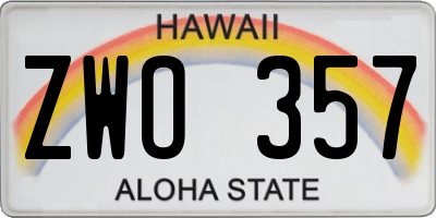 HI license plate ZWO357