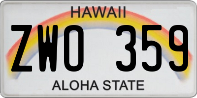 HI license plate ZWO359