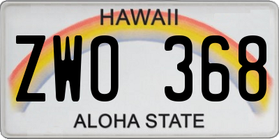 HI license plate ZWO368