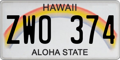 HI license plate ZWO374