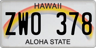 HI license plate ZWO378
