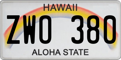HI license plate ZWO380