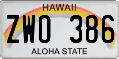 HI license plate ZWO386