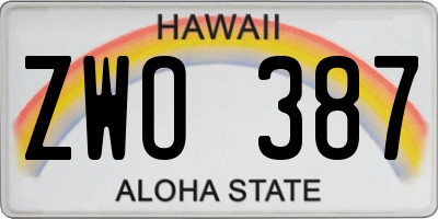HI license plate ZWO387