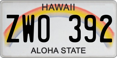 HI license plate ZWO392