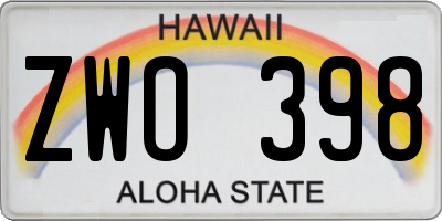 HI license plate ZWO398