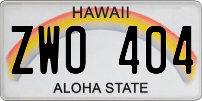 HI license plate ZWO404
