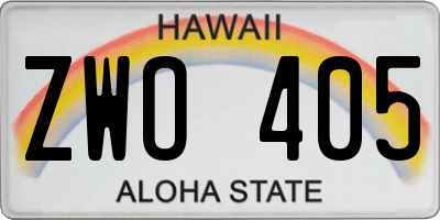 HI license plate ZWO405