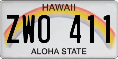 HI license plate ZWO411