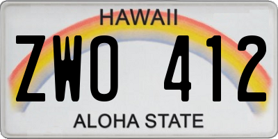 HI license plate ZWO412