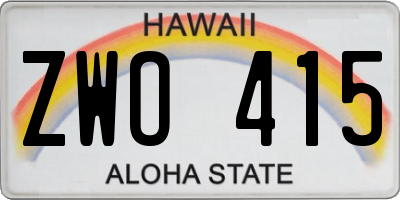 HI license plate ZWO415