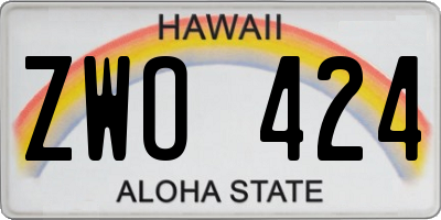 HI license plate ZWO424