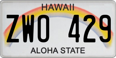 HI license plate ZWO429