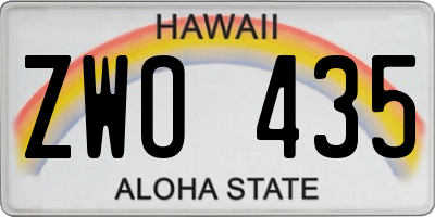 HI license plate ZWO435