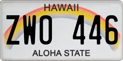 HI license plate ZWO446