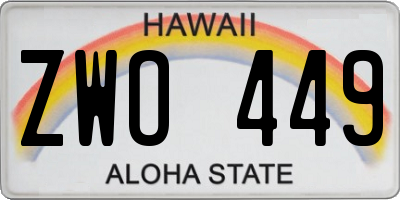 HI license plate ZWO449