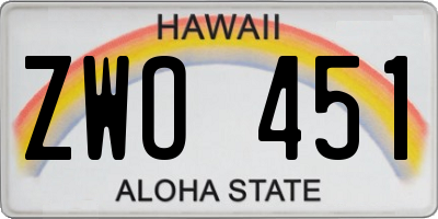 HI license plate ZWO451