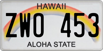 HI license plate ZWO453