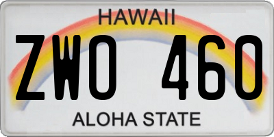 HI license plate ZWO460