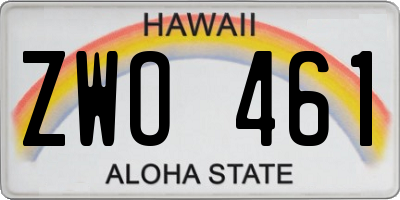 HI license plate ZWO461