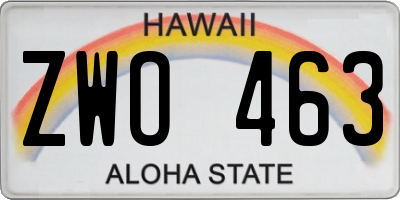 HI license plate ZWO463