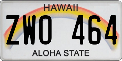 HI license plate ZWO464
