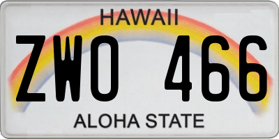 HI license plate ZWO466