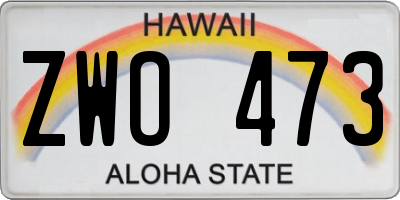 HI license plate ZWO473