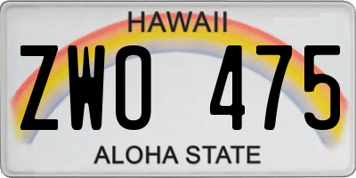 HI license plate ZWO475