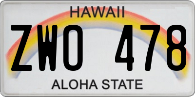 HI license plate ZWO478