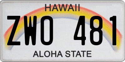 HI license plate ZWO481