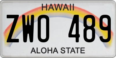 HI license plate ZWO489
