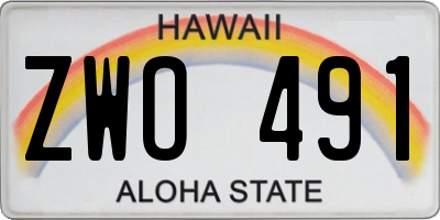 HI license plate ZWO491