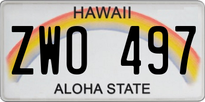 HI license plate ZWO497