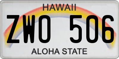 HI license plate ZWO506