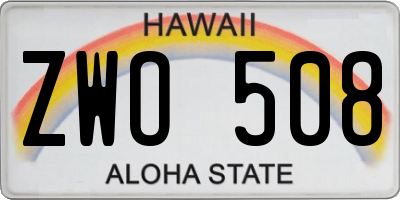 HI license plate ZWO508