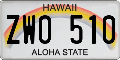 HI license plate ZWO510