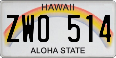 HI license plate ZWO514