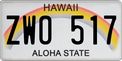 HI license plate ZWO517