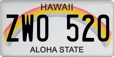 HI license plate ZWO520